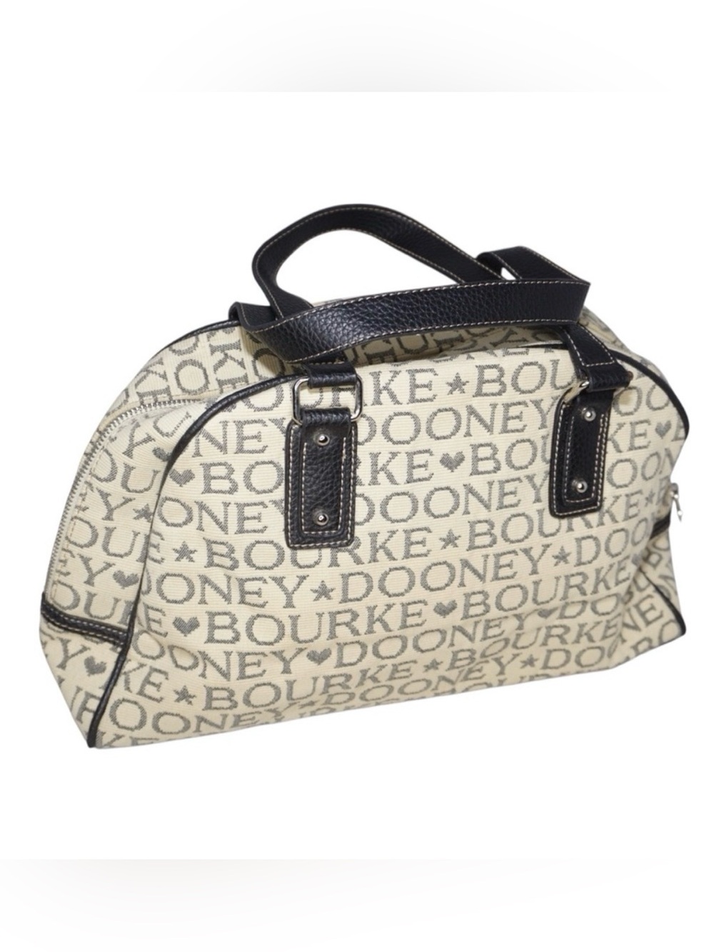 Dooney & Bourke Signature Satchel Bag with Pink Heart Zipper Pull - Picture 2 of 13